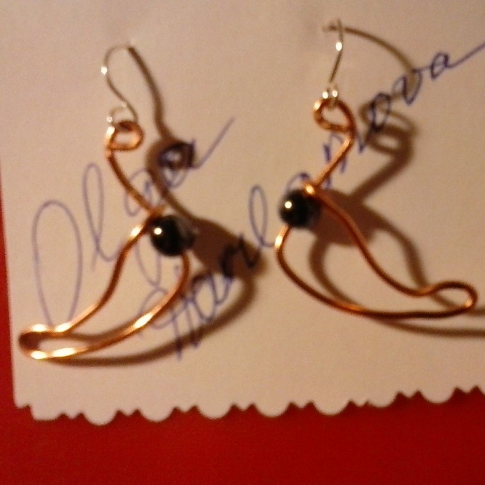 Earrings handmade dangles copper wire